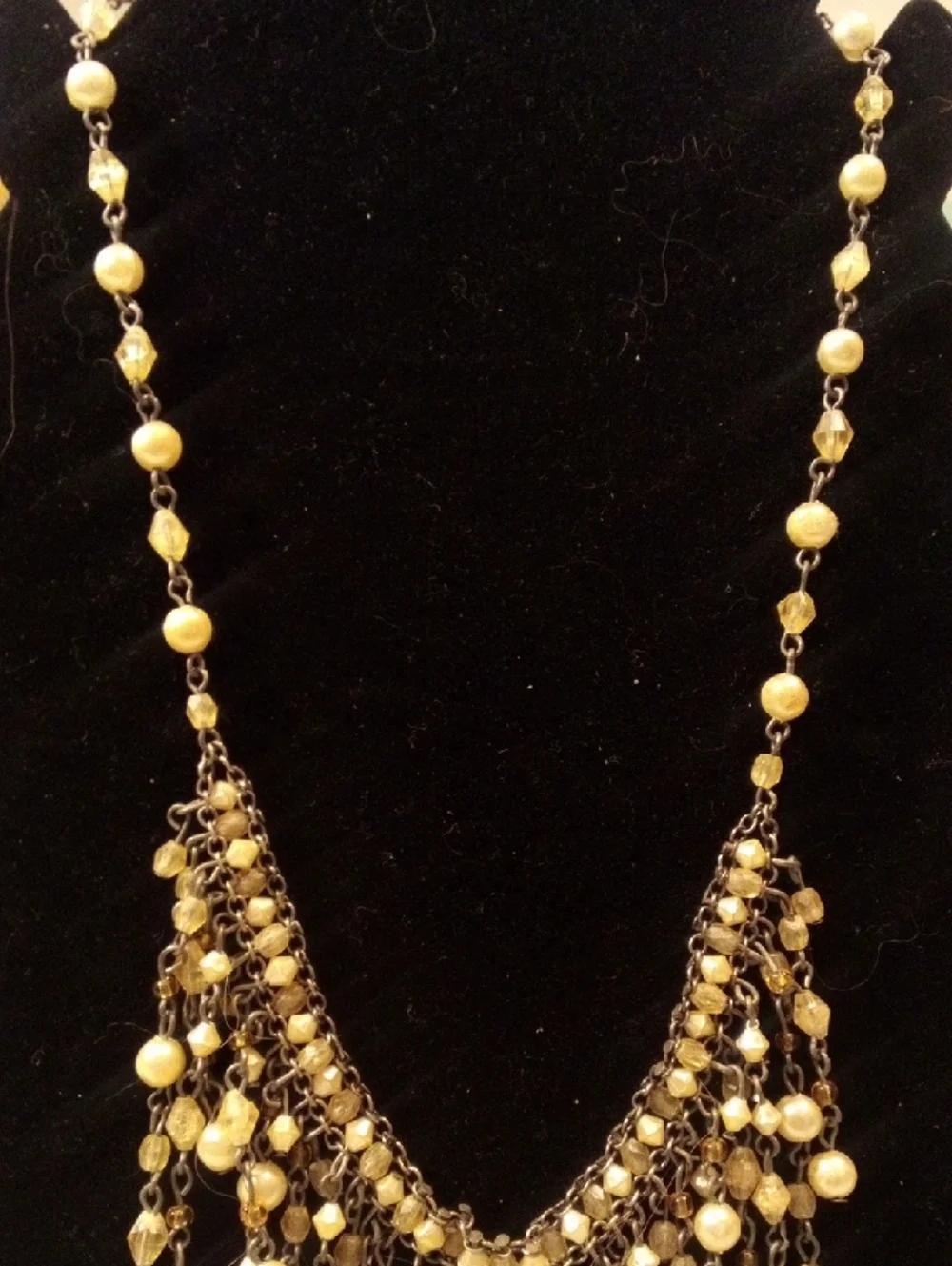 Gold Bead Fringe Statement Necklace - Women Jewelry